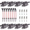 Ena Set Of 8 Ignition Coil And 7mm Red Wire With 8 Platinum Spark Plug For Buick Cadillac Chevrolet Gmc Hummer Escalade Express 