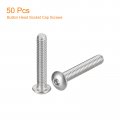 Uxcell 8-32x1 Button Head Socket Cap Screws 50pcs 304 Stainless Steel Fasteners Hex Bolts Full Thread Drive