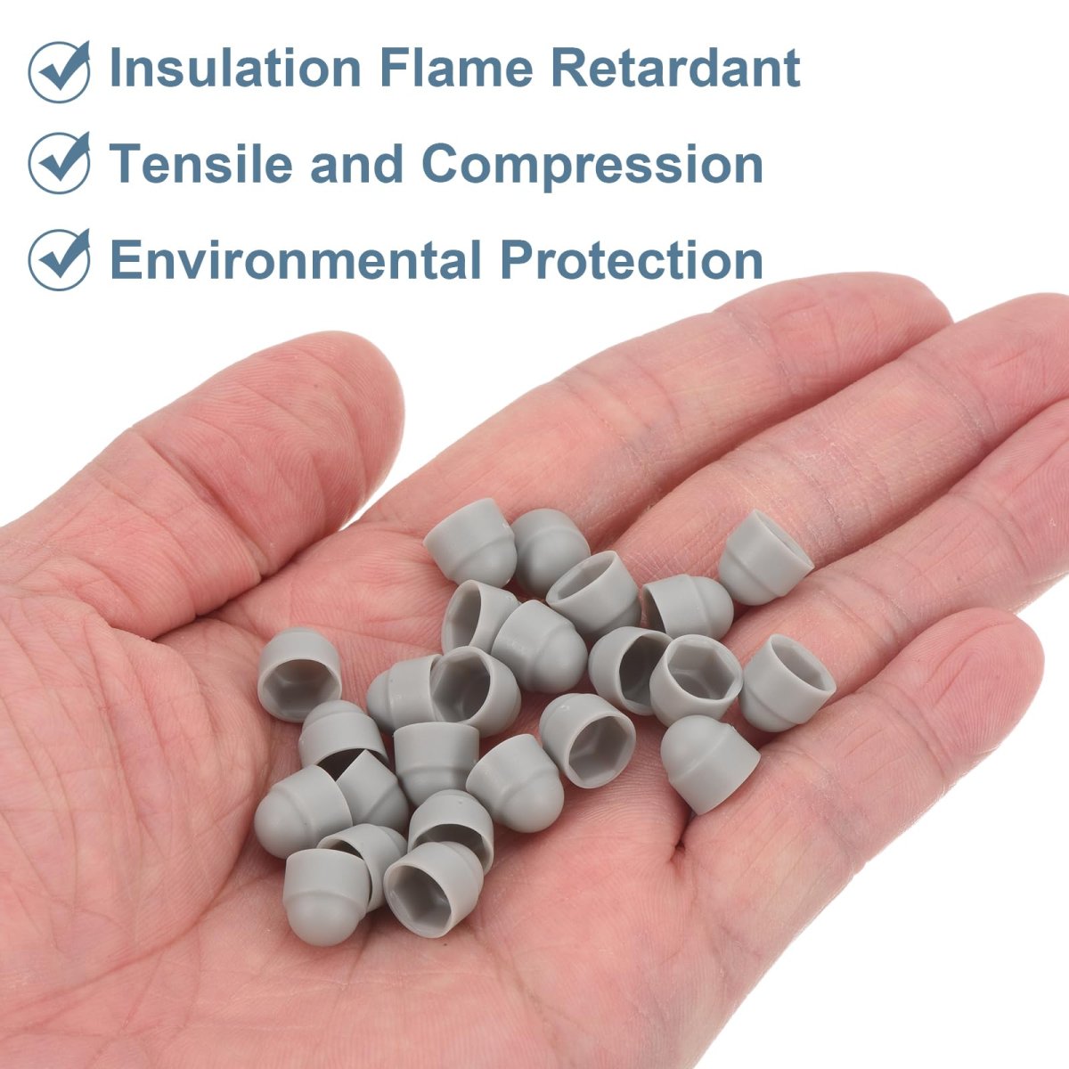 Nut Protection Cap 30pcs M4x7x9mm Plastic Hexagonal Screw Dome Acorn Hex Head Bolt Covers Waterproof Decorative Grey
