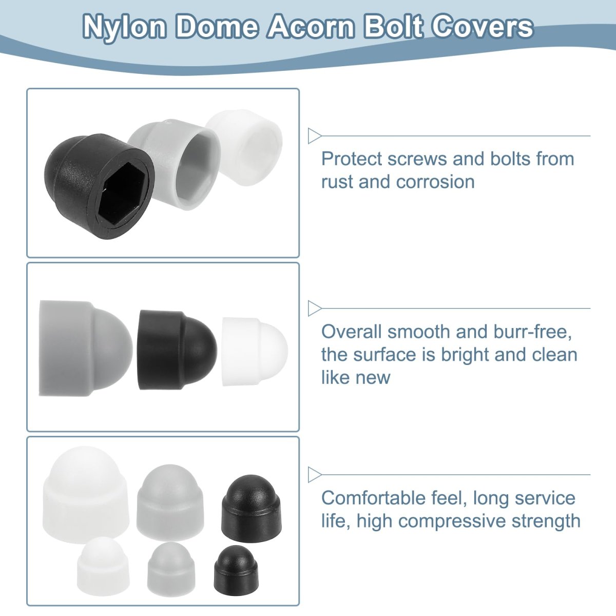 Nut Protection Cap 30pcs M4x7x9mm Plastic Hexagonal Screw Dome Acorn Hex Head Bolt Covers Waterproof Decorative Grey