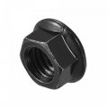 Uxcell M10 Serrated Flange Hex Lock Nuts Carbon Steel Black Oxide Finished 100pcs