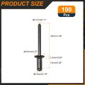 100 Pieces 3 16 In X 8 Aluminum Countersunk Blind Rivets Open End Type For Sheet Metal Automotive Repairs Furniture And Boat