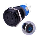 Ulincos Latching Pushbutton Switch U19c1 1no1nc Spdt On Off Black Metal Shell With Blue Led Suitable For 19mm 3 4 Mounting Hole 