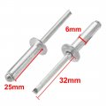 Uxcella 30 Pcs 6mm X 25mm Aluminum Steel Open End Blind Rivets
