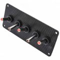Jegs 5-toggle Panel With Red Led Switches Black Carbon Fiber Vinyl Finish 6 X 2-5 8 