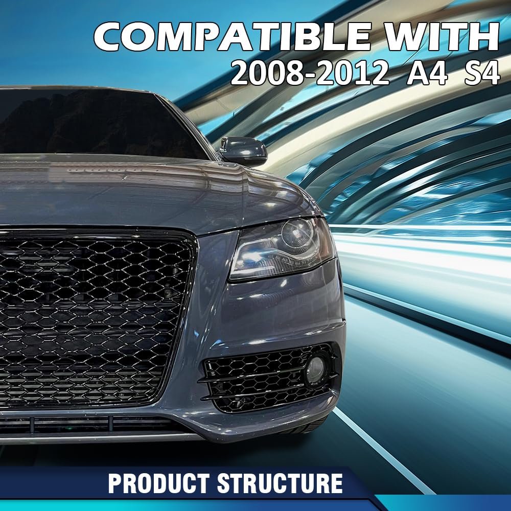 Fog Light Lamp Cover Grille Driver And Passenger Side For Audi A4 B8 S-line S4 Models 2008-2012 Not Fit Standard Bumper