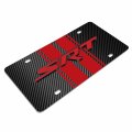 Ipick Image For Dodge Srt 3d Logo In Red On Stripe Black Carbon Fiber Look Premium Stainless Steel License Plate Design And
