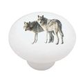 Wolf Pair Decorative High Gloss Ceramic Drawer Knob 
