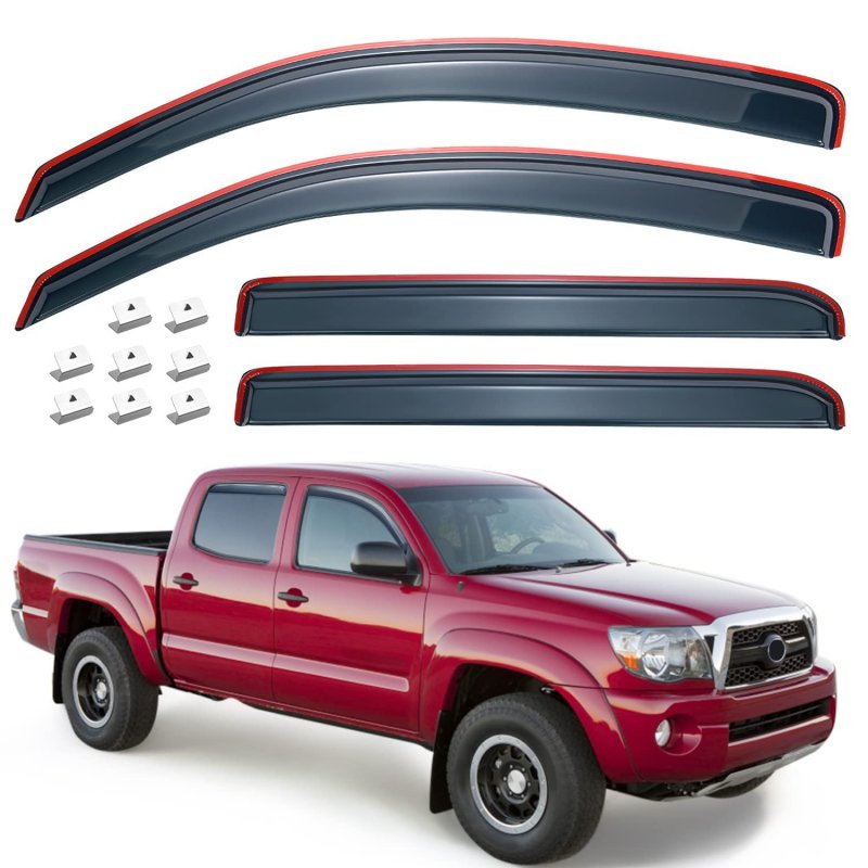 In-channel Rain Guards For 2005-2015 Tacoma Double Cab Side Window Deflectors Vent Visors Front Rear