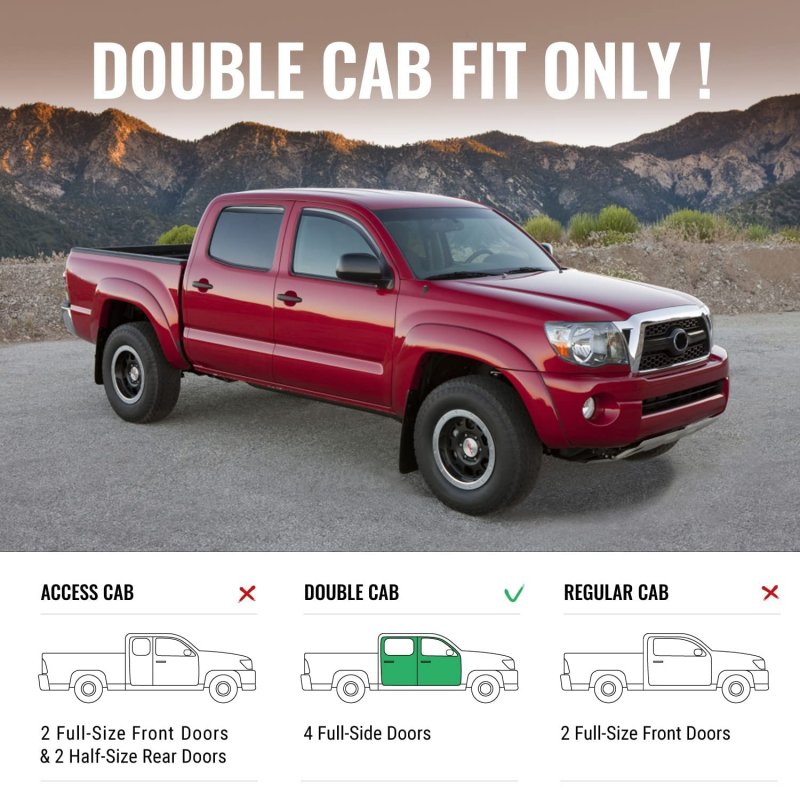 In-channel Rain Guards For 2005-2015 Tacoma Double Cab Side Window Deflectors Vent Visors Front Rear