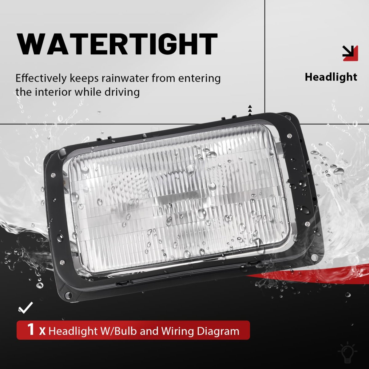 Headlight For 1990-2017 Mack Ch613 Sfa Hood Truck Replacement 2m0516cm Halogen Headlamp With Bulb And Clear Lens Front Light