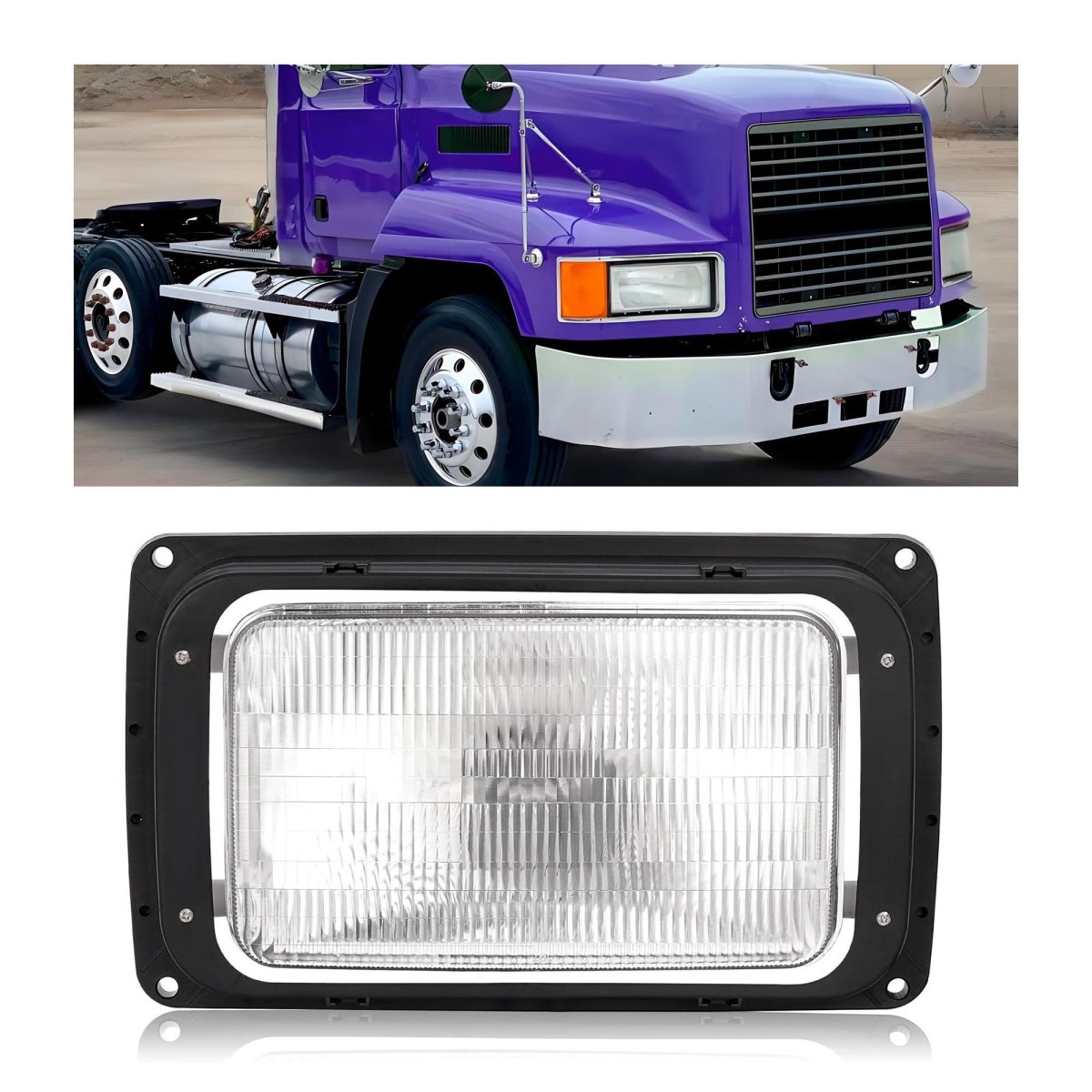 Headlight For 1990-2017 Mack Ch613 Sfa Hood Truck Replacement 2m0516cm Halogen Headlamp With Bulb And Clear Lens Front Light