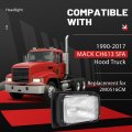 Headlight For 1990-2017 Mack Ch613 Sfa Hood Truck Replacement 2m0516cm Halogen Headlamp With Bulb And Clear Lens Front Light