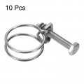 Uxcell 10pcs Double Wire Hose Clamp 36-40mm Adjustable Stainless Steel Clips With M8 Bolt For Dust Collection Pump Pipe