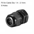 Uxcell Pg11 Cable Gland 6 Holes Waterproof Ip68 Nylon Joint Adjustable Locknut For 1 4-2 1mm Dia Wire