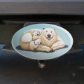Polar Bear Mom With Cubs Family Oval Tow Trailer Hitch Cover Plug Insert