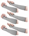 Ramede 3 Pairs Cut Resistant Sleeves With Thumb Hole Protective Arm Forearm Guard Protectors Gray 