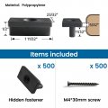 Muzata 500pcs Deck Fasteners Nylon Hidden Fastener Clips Compositeing T With Metal Screws For 250 Sq Ft Of Deck Boards M029