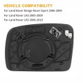 X Autohaux Car Passenger Right Rearview Blue Tinted Mirror Glass Heated With Backing Plate For Land Rover Lr3 2005-2009