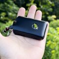 Cadtealir Fingerprint-proof Italian Leather Key Fob Cover Case For Volvo Xc40 Xc60 Xc90 S60 S90 V60 V90 Black Black Stitch 