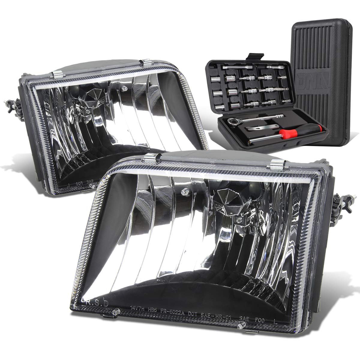 Auto Dynasty Oe Style Black Housing Headlight Head Lamps Tool Kit For Ford Ranger 93-97