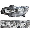 Headlight Assembly Driver Side Chrome Projector Replacement For C-ivic 2016 2017 2018 Halogen