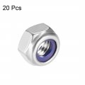 Uxcell Hex Lock Nuts M6 X 1mm Stainless Steel Nylon Insert Self-locking For Fasteners 20pcs Silver Tone