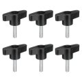 6pcs Clamping Screw Knob M5 X 20mm Metric Carbon Steel T Shaped Thumb Screws Handle For Quick Remove Hand Tightening 