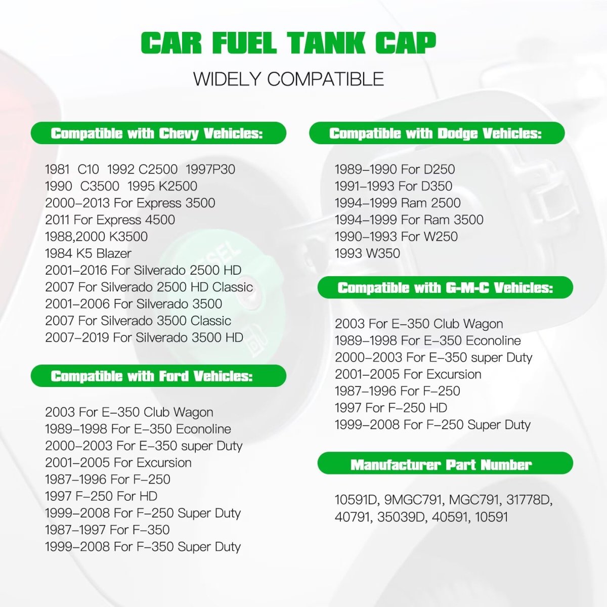 2026 Version 10591d Locking Fuel Gas Cap Diesel Tank For 1981 Chevrolet C10 1992 C2500 1990 C3500