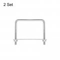 Uxcell Square U-bolts 2 Sets 102mm 4 Inner Width 100mm Length M8 304 Stainless Steel U Clamp Bolt With Nuts And Plates For Boat