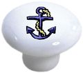 Carolina Hardware And Decor 1008-2k Blue Anchor Nautical Ceramic Cabinet Drawer Knob 