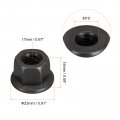 Uxcell M10 Flange Hex Nuts 2pcs Grade 8 Carbon Steel Black Oxide Finished For Machinery
