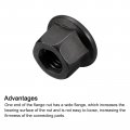 Uxcell M10 Flange Hex Nuts 2pcs Grade 8 Carbon Steel Black Oxide Finished For Machinery