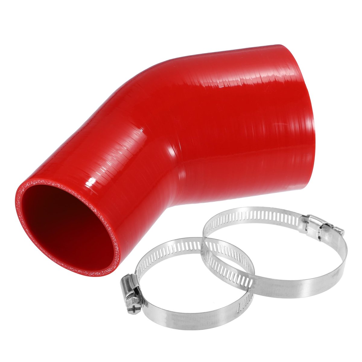 1 Set 45 Degree 3 5 Inch To 4 0 Id 4ply Car Elbow Reducer Silicone Hose Coupler Intercooler Tube Intake Piping With Clamps Red
