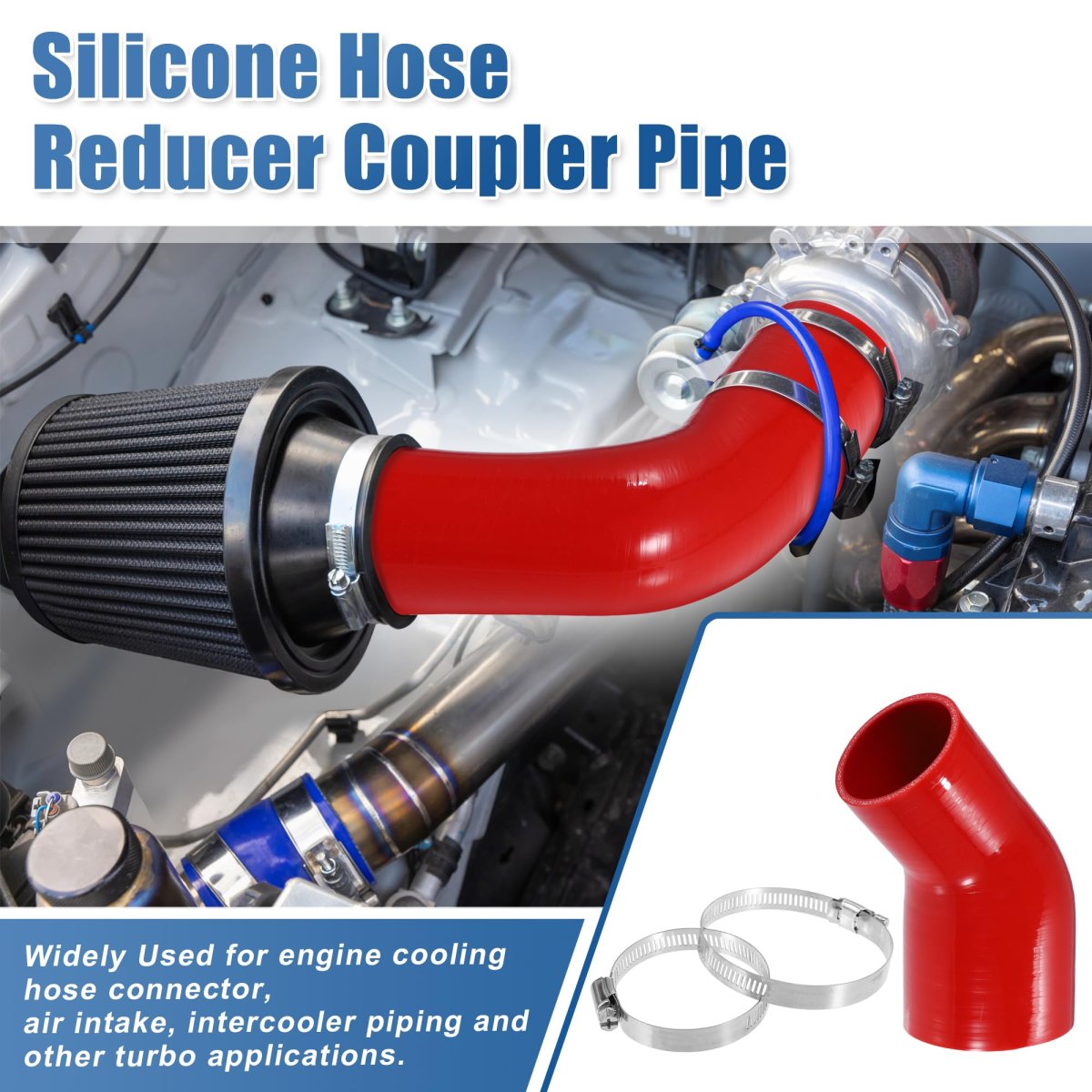 1 Set 45 Degree 3 5 Inch To 4 0 Id 4ply Car Elbow Reducer Silicone Hose Coupler Intercooler Tube Intake Piping With Clamps Red