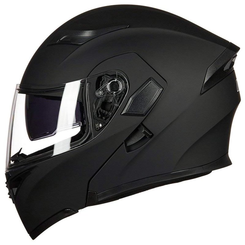 Motorcycle Dual Visor Flip Up Modular Full Face Helmet Dot Model Ilm-902 Matte Black Medium Hard Abs Shell With Removable Liner