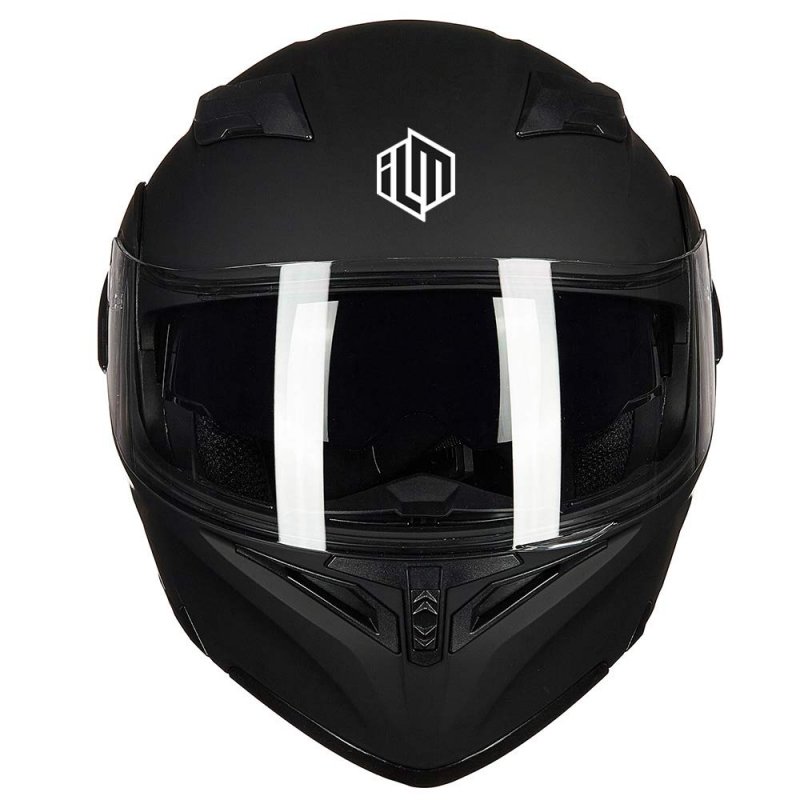 Motorcycle Dual Visor Flip Up Modular Full Face Helmet Dot Model Ilm-902 Matte Black Medium Hard Abs Shell With Removable Liner