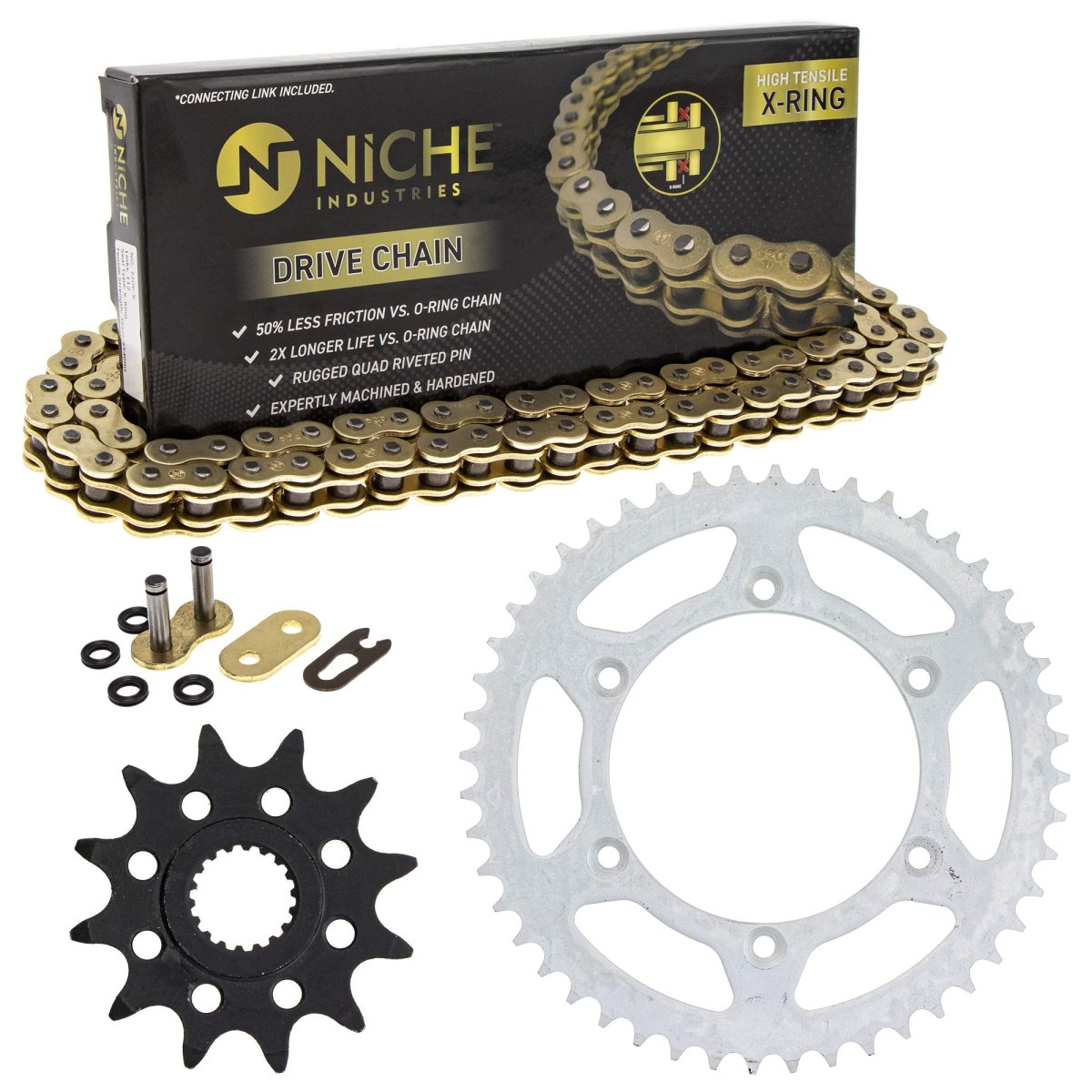 Niche Drive Sprocket Chain Combo For Suzuki Rmz250 Front 12 Rear 48 Tooth 520v-x X-ring 112 Links