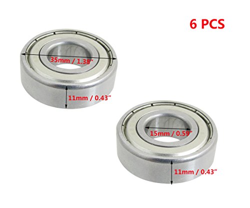6pcs 6202z Dual Metal Shields Pair Deep Groove Radial Ball Bearing 15 X 35 11mm