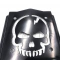 Httmt Plate-ss001-sa- Skull Backrest Sissy Bar Plate Gloss Black Universal Fit