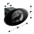 Wolf Howling Moon Silhouette Oval Tow Trailer Hitch Cover Plug Insert