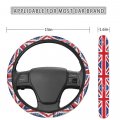 Semiouray Union Jack Print Universal 15 Inch Steering Wheel Cover Red Blue British Flag Sweat Absorption Fit Most Of Car