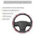 Semiouray Union Jack Print Universal 15 Inch Steering Wheel Cover Red Blue British Flag Sweat Absorption Fit Most Of Car