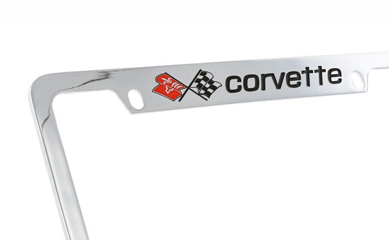 Chevrolet Corvette C3 Chrome Plated Metal Top Engraved License Plate Frame