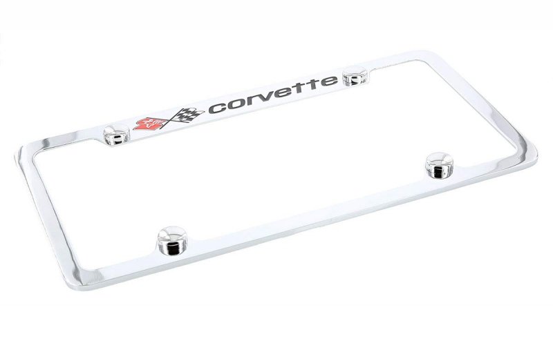 Chevrolet Corvette C3 Chrome Plated Metal Top Engraved License Plate Frame