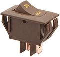 S273 Brown Dc Rocker Switch 10 Amp On Off Spst For Rv Panel Mount With Gold Text And 0 550 In X 1 125 Cut Out 