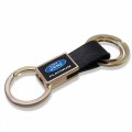 Ipick Image Made For Ford Platinum Black Leather Insert Golden Metal Strap Premium Key Chain