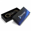 Ipick Image Made For Ford Platinum Black Leather Insert Golden Metal Strap Premium Key Chain