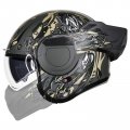 Vintage Full Face Modular Motorcycle Helmet For Adults Men Atv Utv With 180 Degrees Reversible Chin Guard Dot Model-b707 Army 