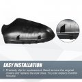 X Autohaux Pair Car Rear View Driver Passenger Side Mirror Cover Cap Replacement Black Carbon Fiber For Opel Vauxhall Astra H